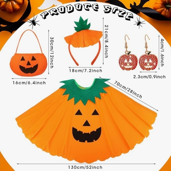 Halloween 5 Pcs Adult Pumpkin Costume Set - Picture 2 of 5